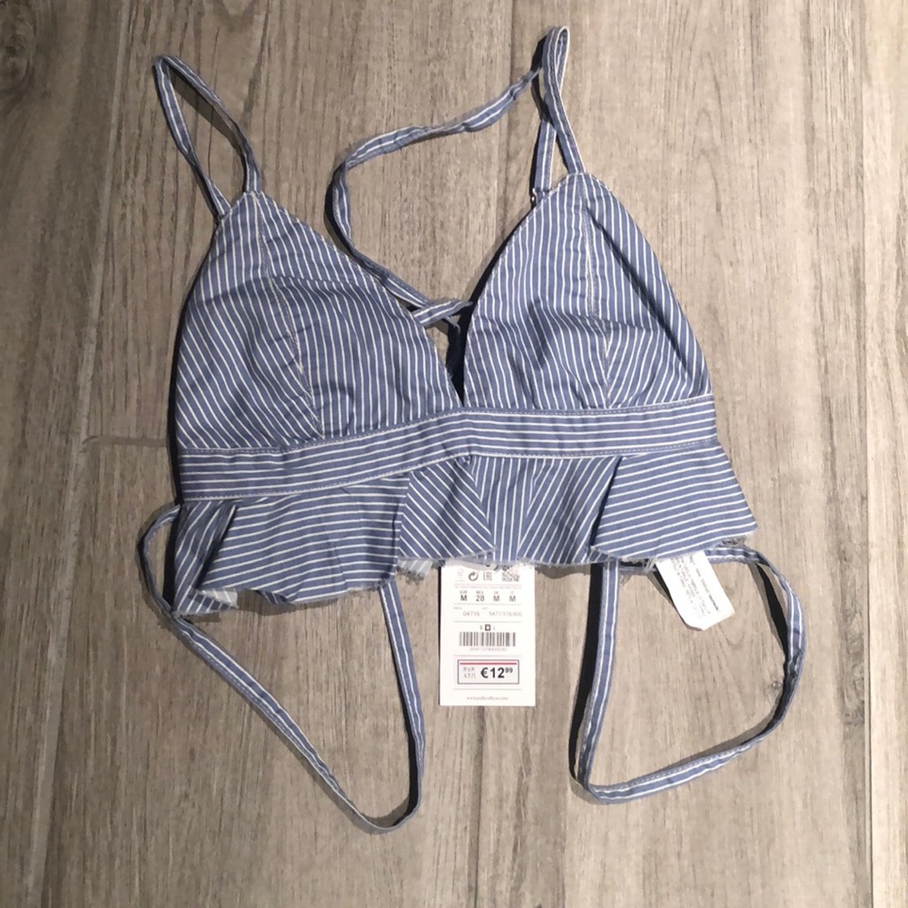 Blue and white crop top